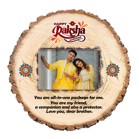 Circle of Love – Personalized Rakhi Wooden Frame - 12.5 x 12.5 CMS