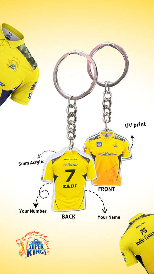Chennai Jersey Keychain – Add Your Name & Lucky Number!