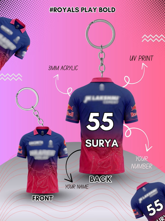 Rajasthan Jersey Keychain 2026 – Add Your Name & Lucky Number!