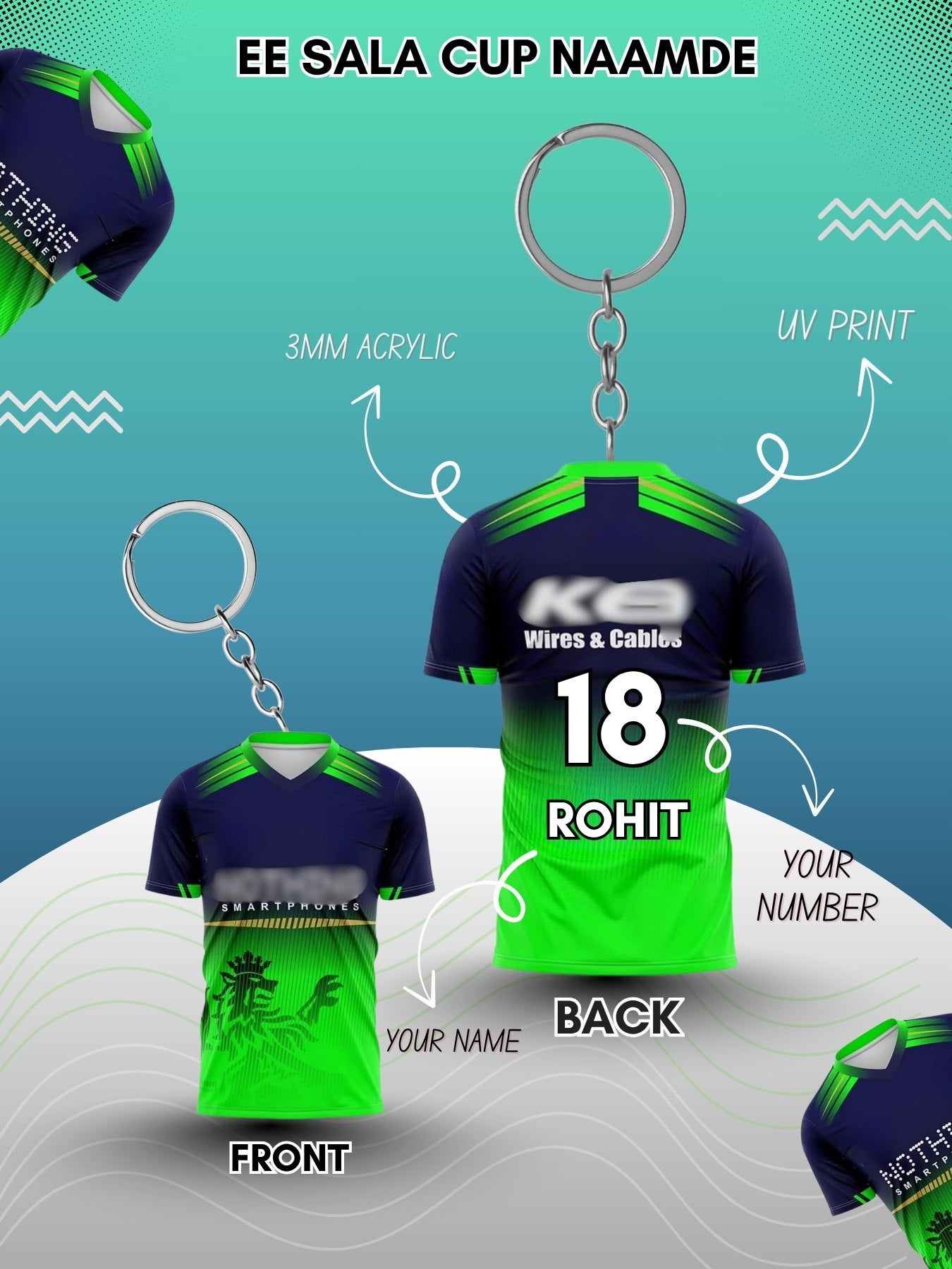 Bengaluru Jersey Keychain 2026 – Add Your Name & Lucky Number!